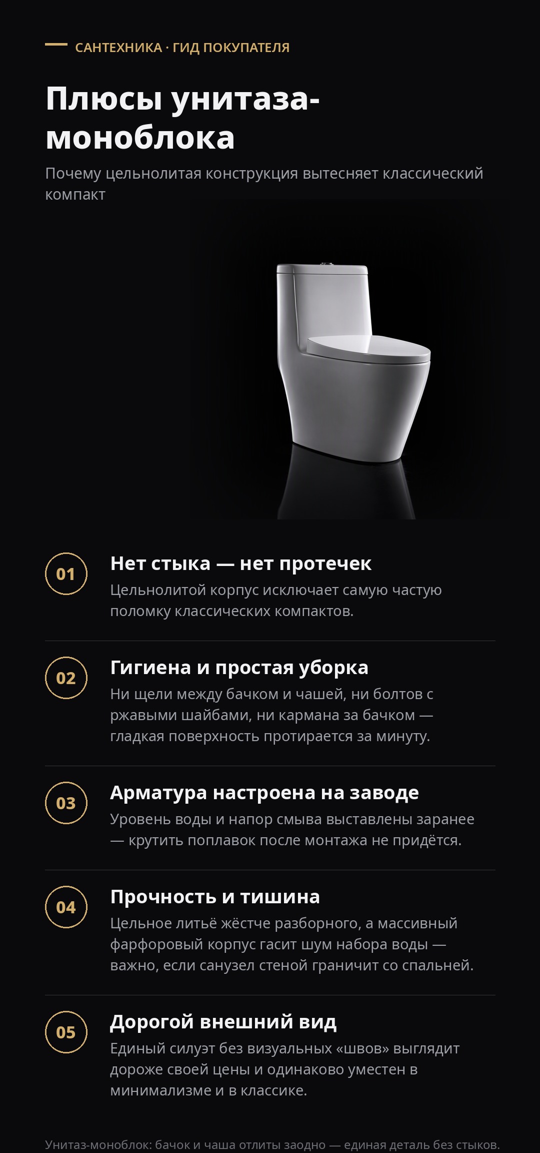 унитаз моноблок плюсы
